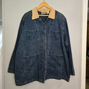 VTG Bill Blass Denim Barn Jacket Corduroy Collar Preppy Chore Heritage Jacket